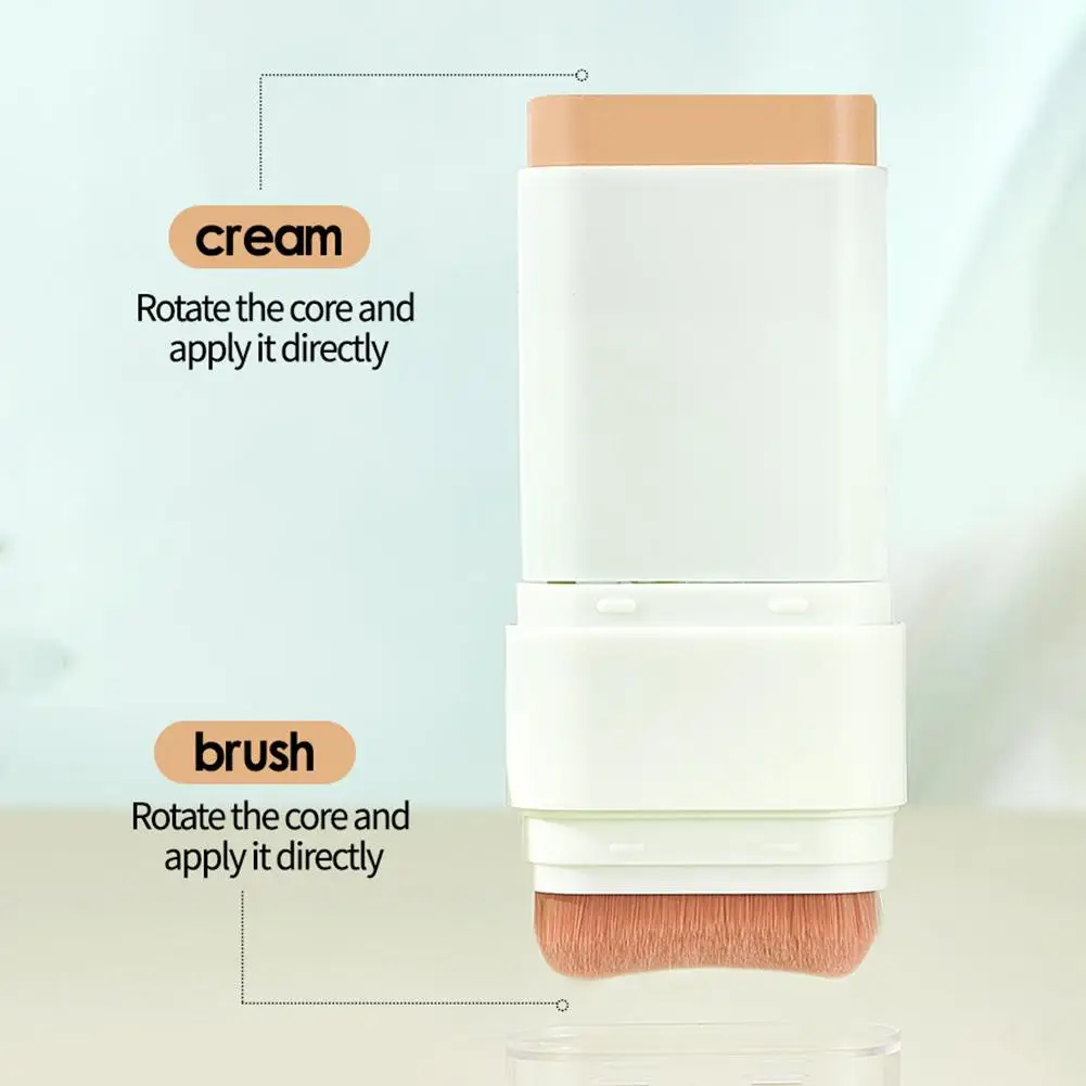 Fondotinta in stick 2 in 1 Correttore impermeabile resistente al sudore a lunga durata con finitura opaca con pennello Trucco di bellezza per il contorno del viso