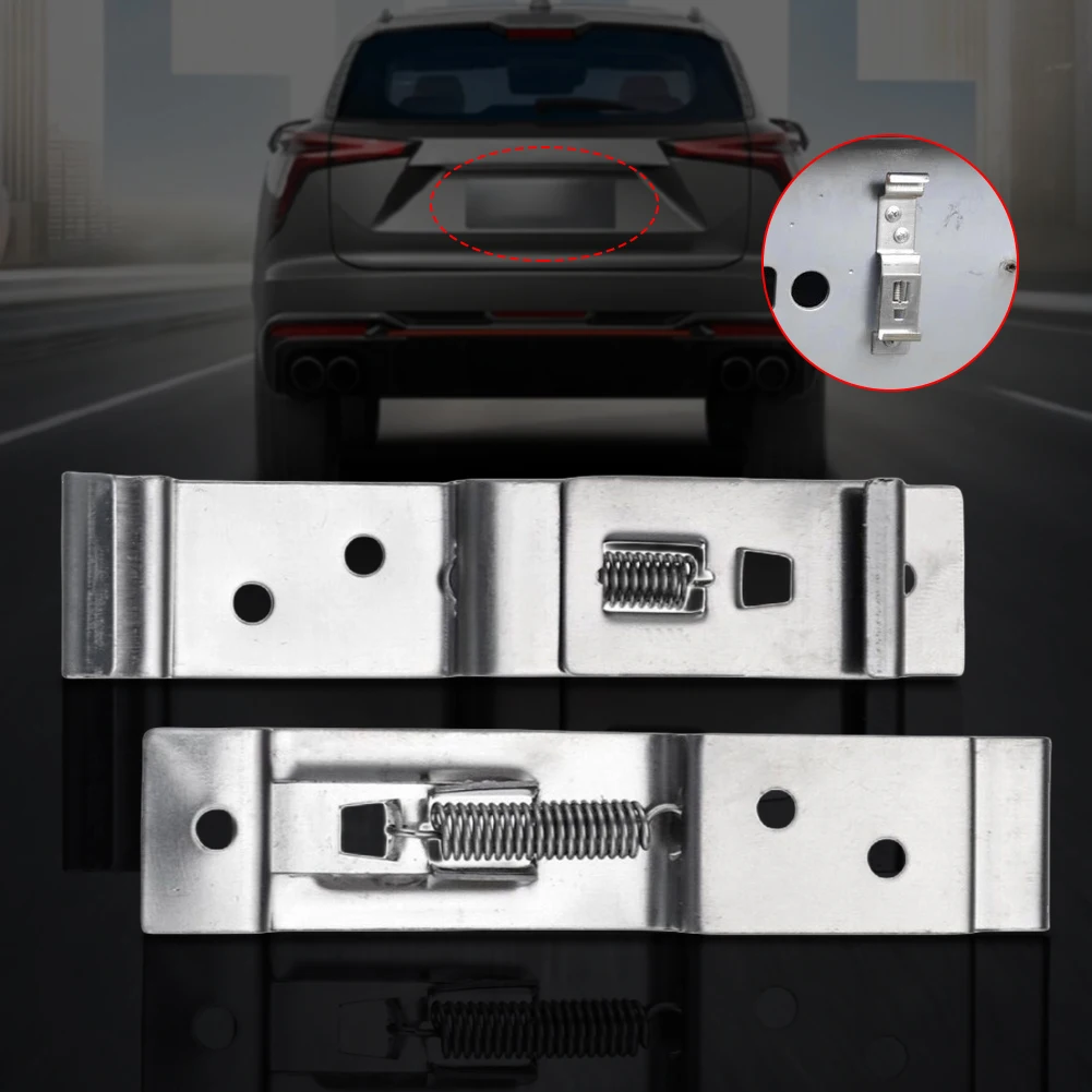 2 قطعة لوحة ترخيص السيارة قوس مستطيلة مقطورة رقم لوحة حامل مقاطع الربيع تحميل رقم لوحة المشابك الفولاذ المقاوم للصدأ