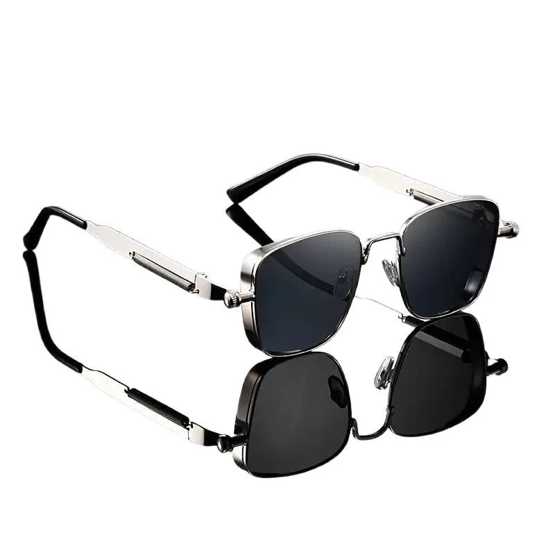Retro Sunglasses Men's High End Vintage Square Anti UV Fashion Spring Leg Glasses - view 6
