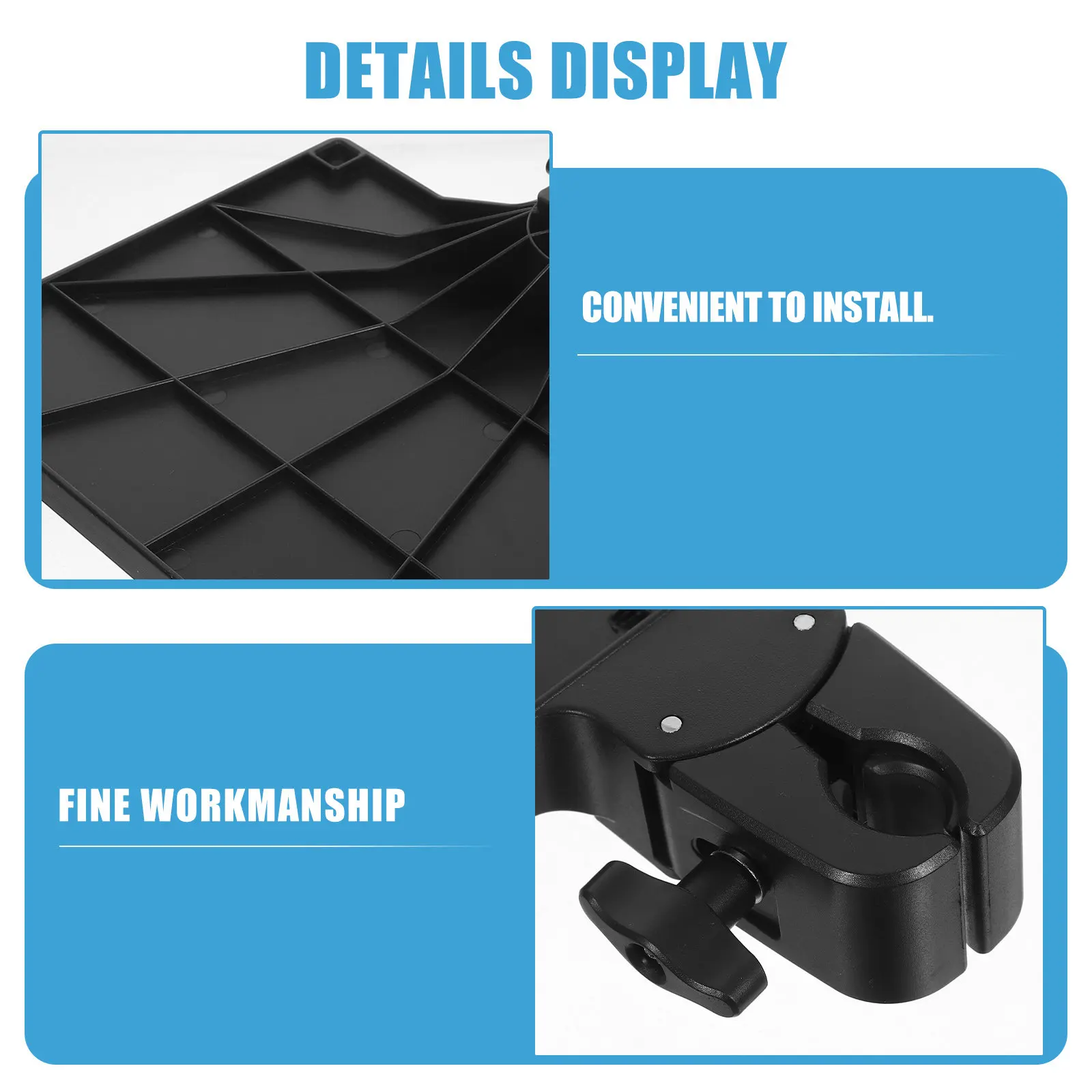 Mic Stand Tray Plastic Clamp on Organizer Adjustable Diameter Raised Edge Shelf Stable Platform Compatible with Mic Stands Live