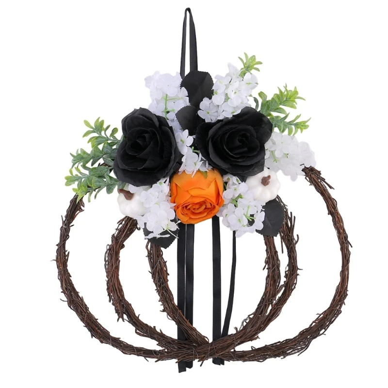 Halloween-Kranz-Akzent für den Innenbereich mit Kunstblumen-Eintrittsdisplay 3XUF – Detail 1