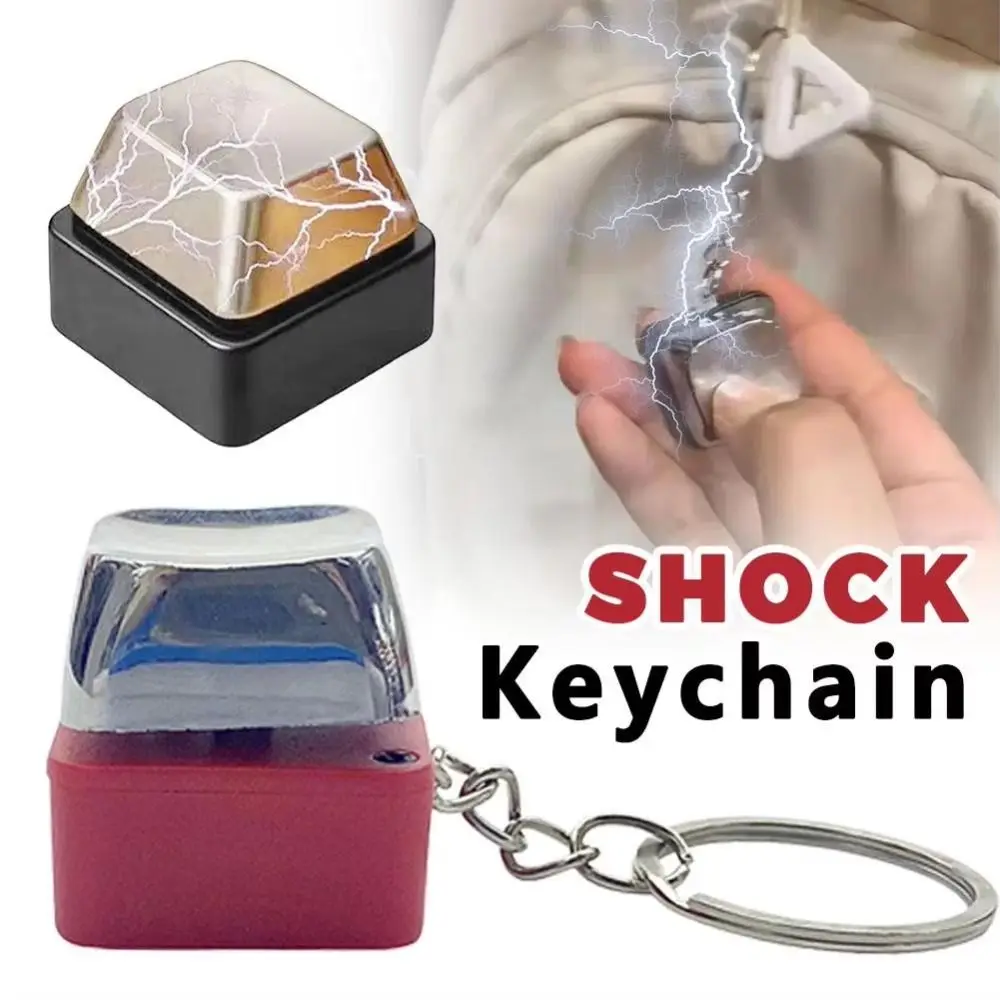 Mild Pulse Induction Electric Shock Keychain Solid Plastic Compact Size Novelty Gag Metal Key Ring Lightweight Design