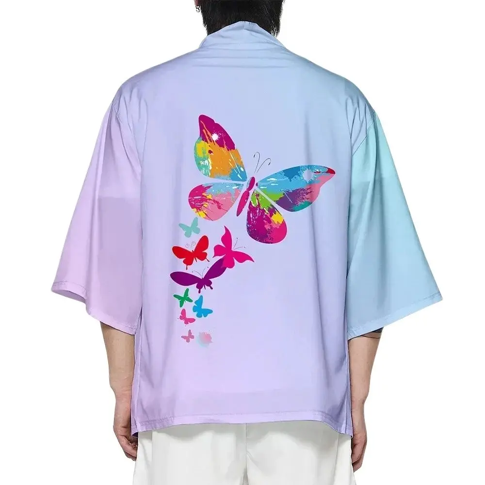 

Butterfly Print Kimono Streetwear Yukata Kimono Unisex Tops Robe Beach Bathrobe Cosplay Japanese Fashion Haori Harajuku Clothes