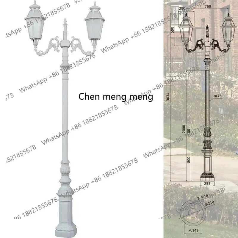

Double head retro European garden light precision casting LED outdoor lighting garden street runway outdoor