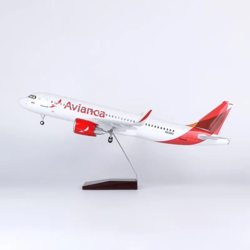 1/80 Large Scale 47cm Avianca Air A320 Diecast Resin Airplane Model Kit With Landing Gear Wheel For Collection Display or Gift
