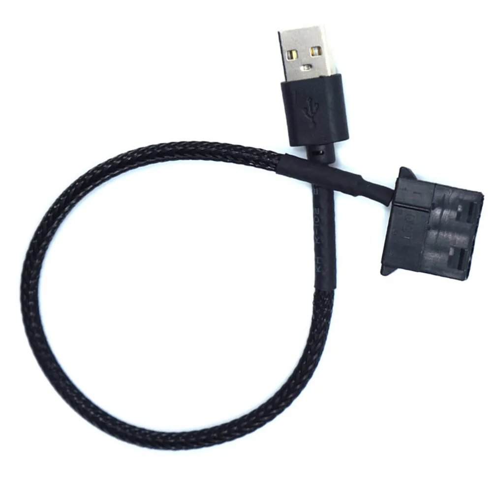 Fan Connect Cable USB 2.0 A Male to 4 Pin Fan Connector for 5V Pc Cooling Fans High Reliability Stable 5V Supply Compatible