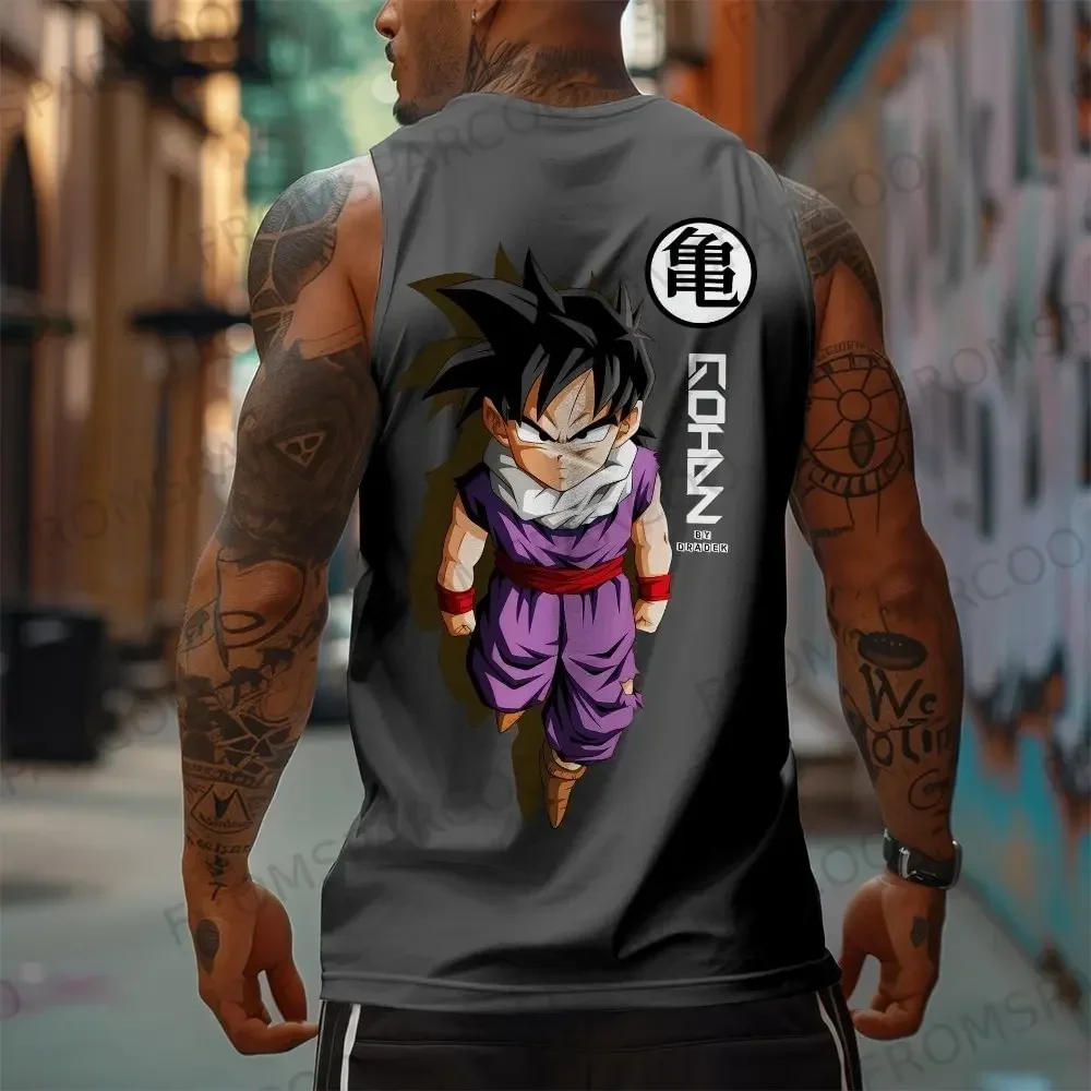 Dragon Ball Anime Goku periférico impreso puro algodón camiseta sin mangas 2025 gimnasio ropa deportiva Casual hombres suelta verano moda chaleco Topins