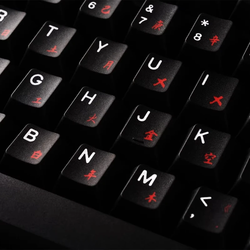 WOB ALL-SUB Keycaps Custom PBT Black Red Chinese Russian Japanese Korean Cherry Profile Keycap Cute Base/Alpha Point Key Caps