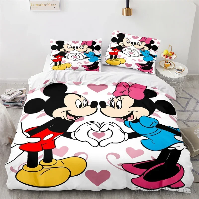  Mickey Minnie Mouse Duvet Cover Set HD Comforter Cover for Kids Bedding Sets Bedclothes Bedroom Decor