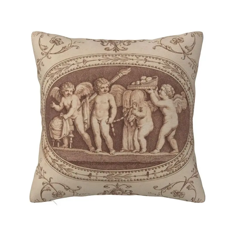 Modern The Marriage Of Psyche And Cupid Cushion Cover for Sofa Polyester Renaissance Angels Pillow Case Bedroom Decoration