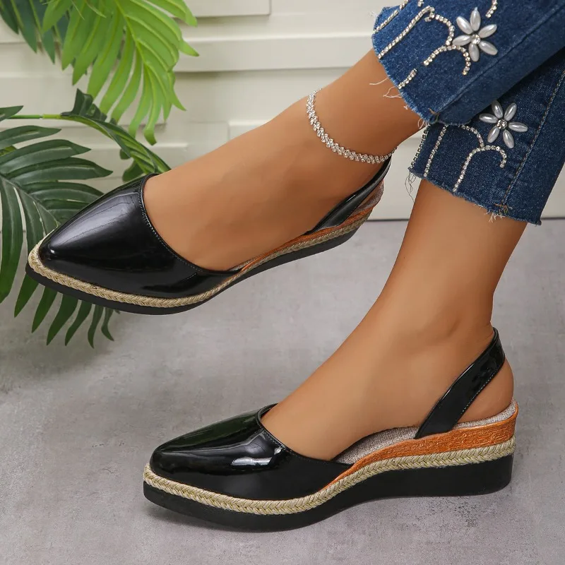 Women's Slingback Sandals 2026 Mid Heels Pointed Toe Closed Toe Sandals Wedge Breathable Casual Comfortable Shoes for Women image 4