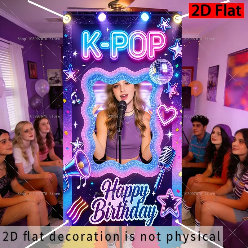Marco para Fotos con Temática de Música K-POP, Accesorios para Fiestas de Cumpleaños Infantiles, Decoraciones, Fondo para Sesiones de Fotos, Banner para Estudio Fotográfico