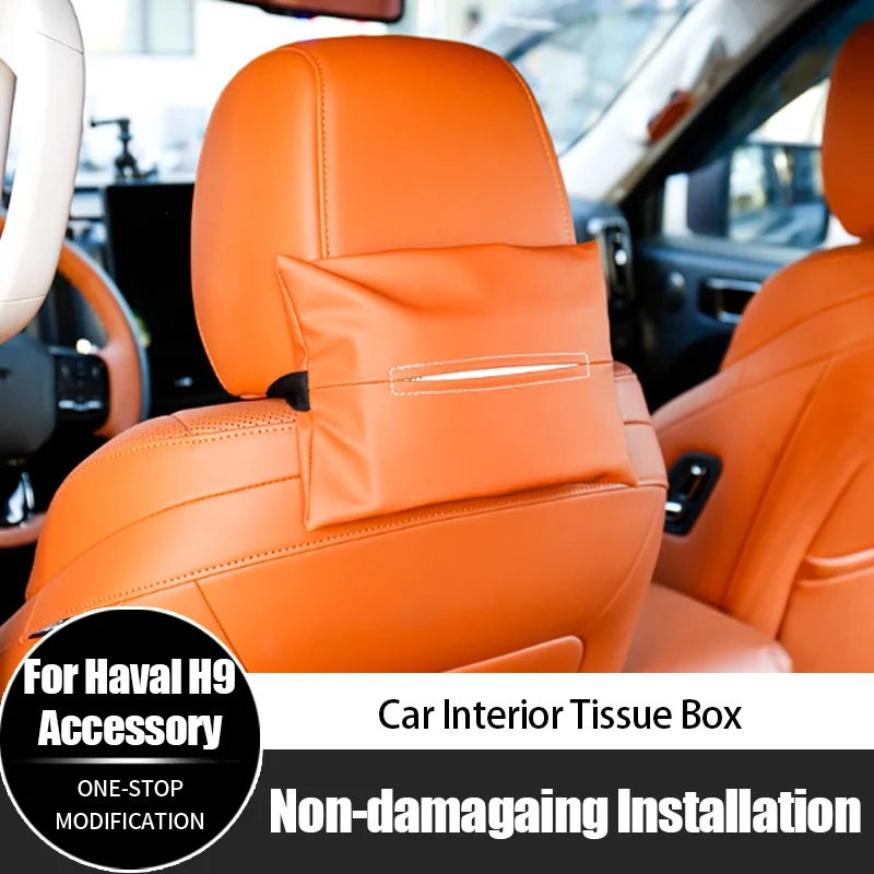 

For Haval H9 Leather Back Seat Storage Box Headrest Tissue Holder Box Convenient Design Accessories