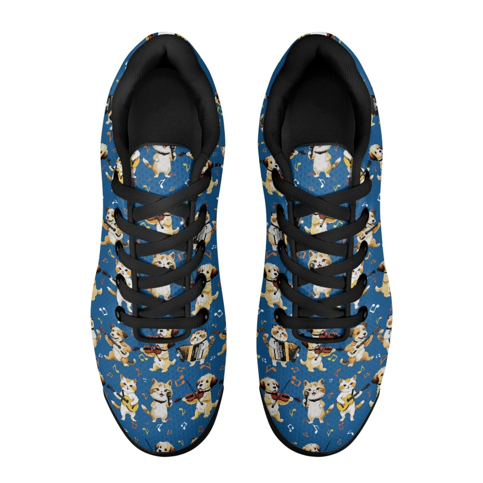 PENSTROLL Musical Cats Dogs Print Breathable Walking Shoes for Gym Mesh Fashion Sneakers Men's Air Running Shoes