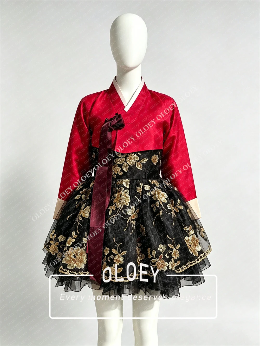 OLOEY Modern Sequined Short Concert Dress With Satin Jacket 2026 Hanbok 2 PCS Korean Photo Shoot Performance Dress Customized