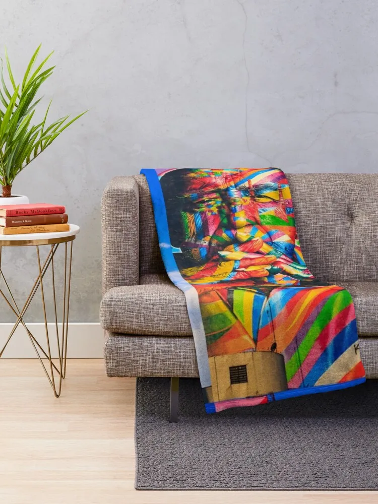 Eduardo Kobra Brazil street artist tribute to Brazilian architect Oscar Niemeyer Throw Blanket Hairy Summer Beddings Blankets