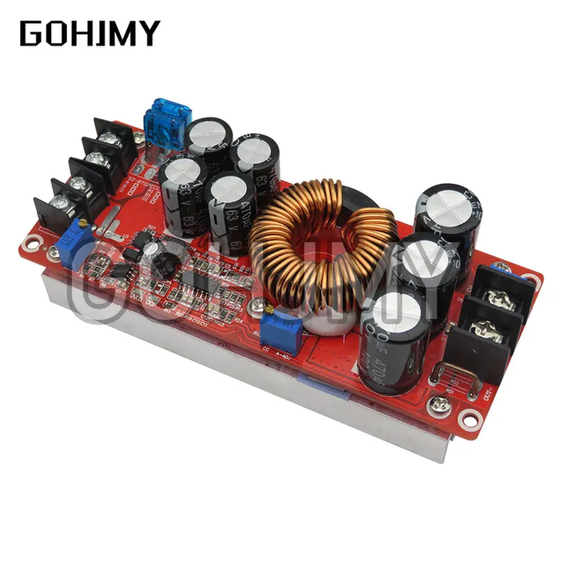 Dc 20a 1200w step-up boost módulo de corrente constante fonte de alimentação de tensão variável em 8-60v módulo intensificador de alta qualidade
