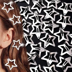 50/100pcs/set Star Hair Clips for Girls Filigree Star Metal Snap Clip Hairpins Barrettes Fahsion Bobby Pin Headwear Accessories