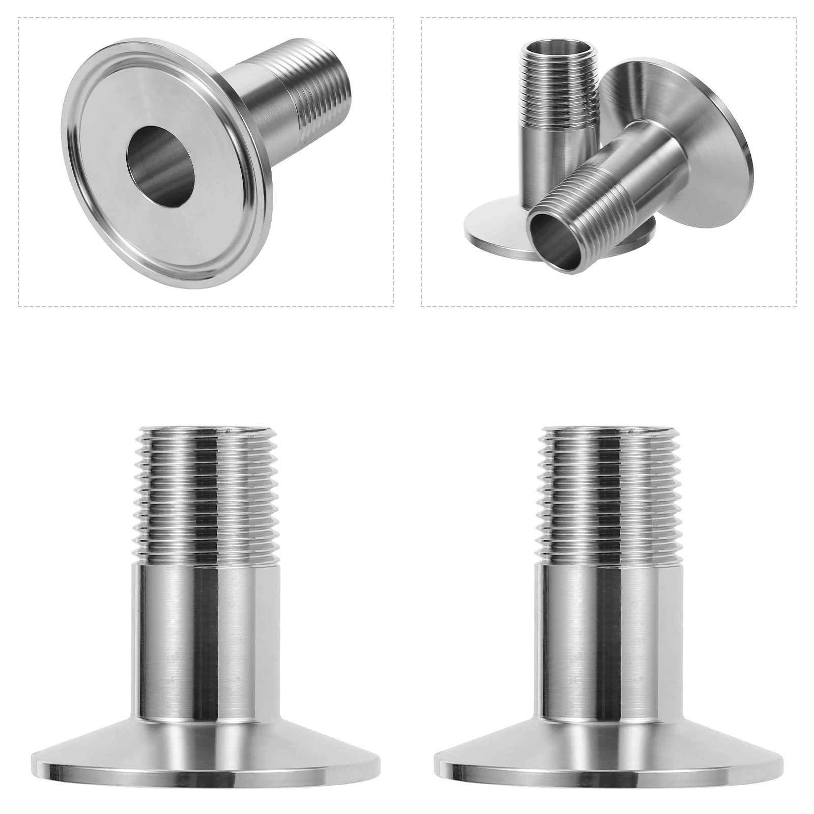 

2 pcs Stainless Steel Pipe Fitting Joints Hose Ferrule Clamp Sanitary Home Brew Connector Threaded Corrosion Resistant Long