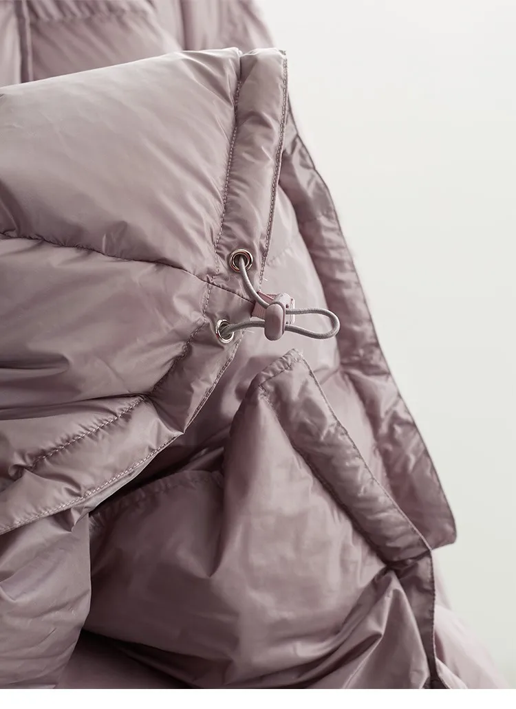 White Duck down Oversized down Jacket~New Winter Style Warm Stand-Up Collar Puffy Jacket with Hidden Snap Buttons on the Placket