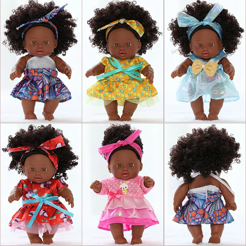 

20cm Simulation African Black Reborn Doll Toys Cute Vinyl Doll Joints Movable Dark Skin / White Skin Children Play House Toy