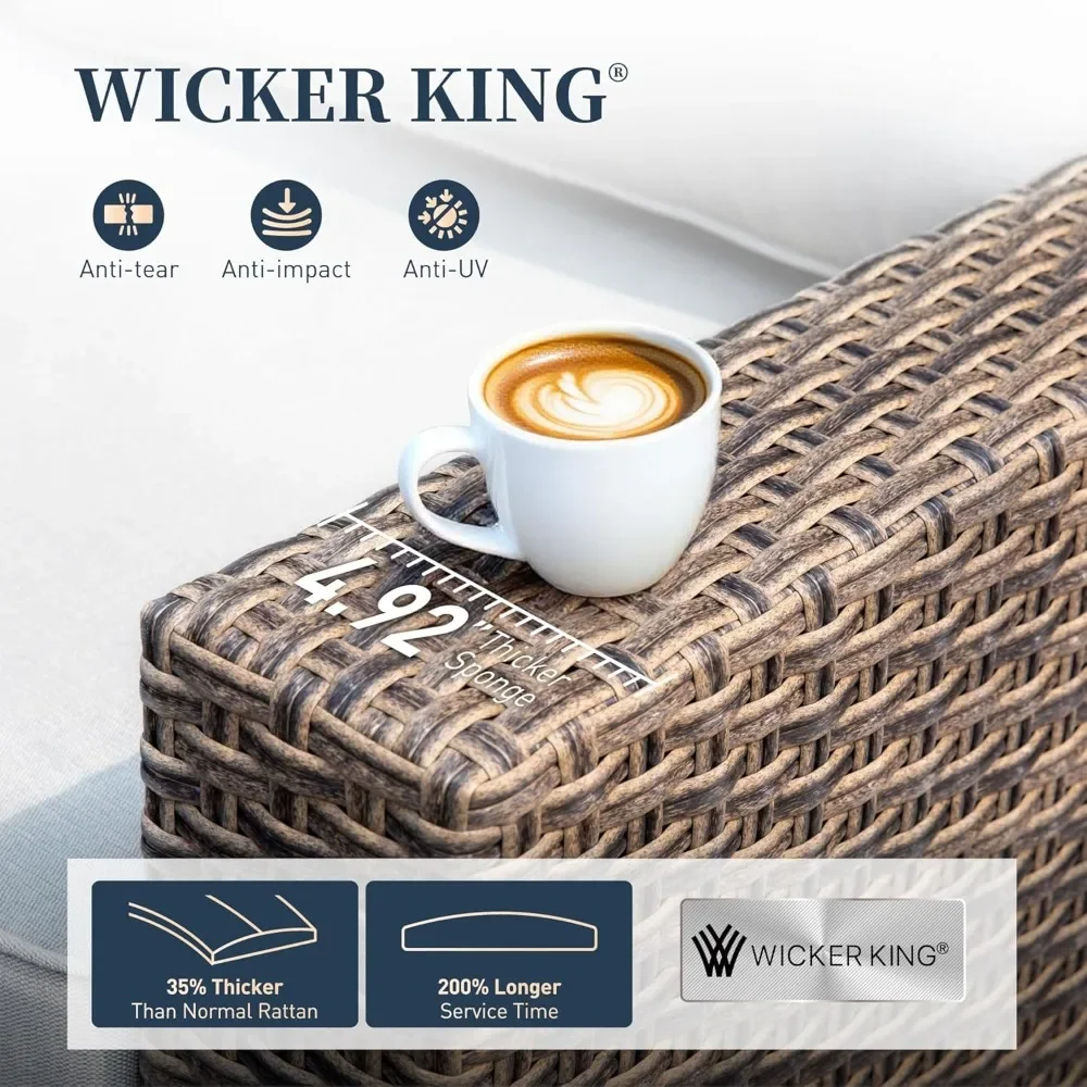 

Swivel Glider 6 Piece Outdoor Furniture Set with Swivel Chairs, Wicker Patio Furniture with 4.92 Wide Armrest, 26.3 Deep Seating