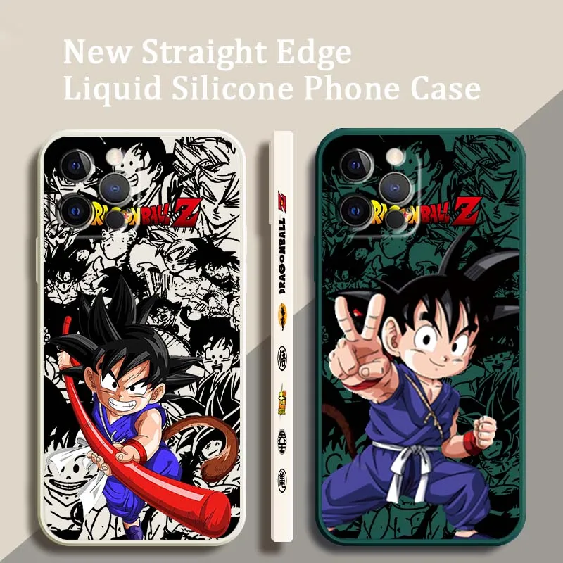

Dragon Ball Son Goku Cartoon Phone Case For Apple iPhone 16 15 14 13 12 11 XR XS X Pro Max Plus Liquid Left Rope Soft Cover