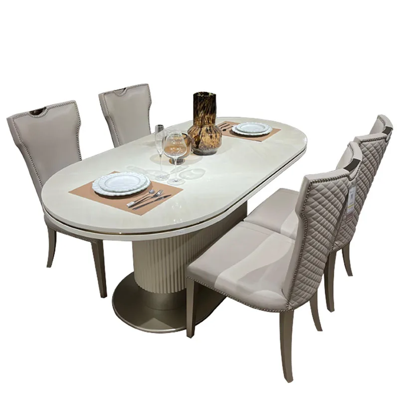 Non Slip Unique Table Chairs Modern Wooden White Nordic Luxury Dining Table Space Saving Design Mesa De Jantar Home Furniture