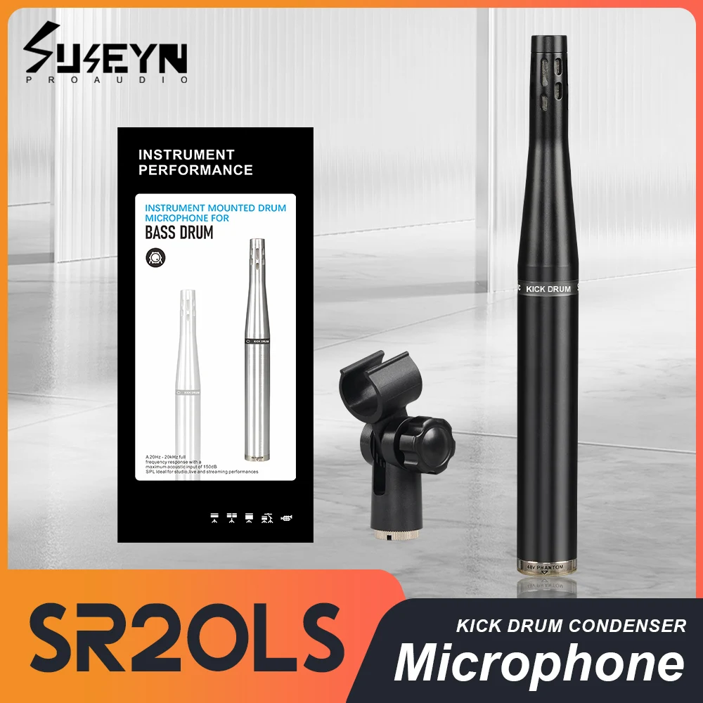 Black SR20LS High Quality Metal Condenser Drum Microphone for Bottom Drum Ultra High Recording Fidelity 