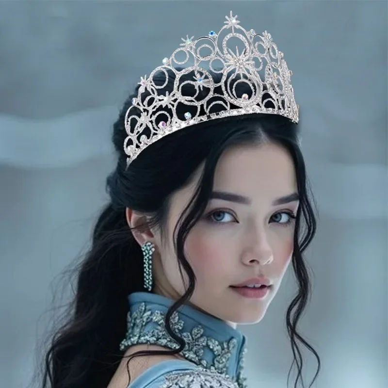 Película Glinda, diamantes de imitación brillantes, corona de princesa de Metal, diadema para Cosplay para mujer, tocado, accesorios para fiesta de Carnaval y Halloween