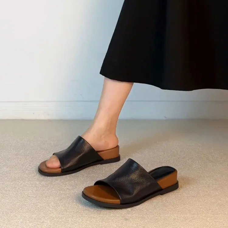 

Women's flip-flop sandals, super soft, retro, for outdoor wear, simple square-toe open-toe sandals