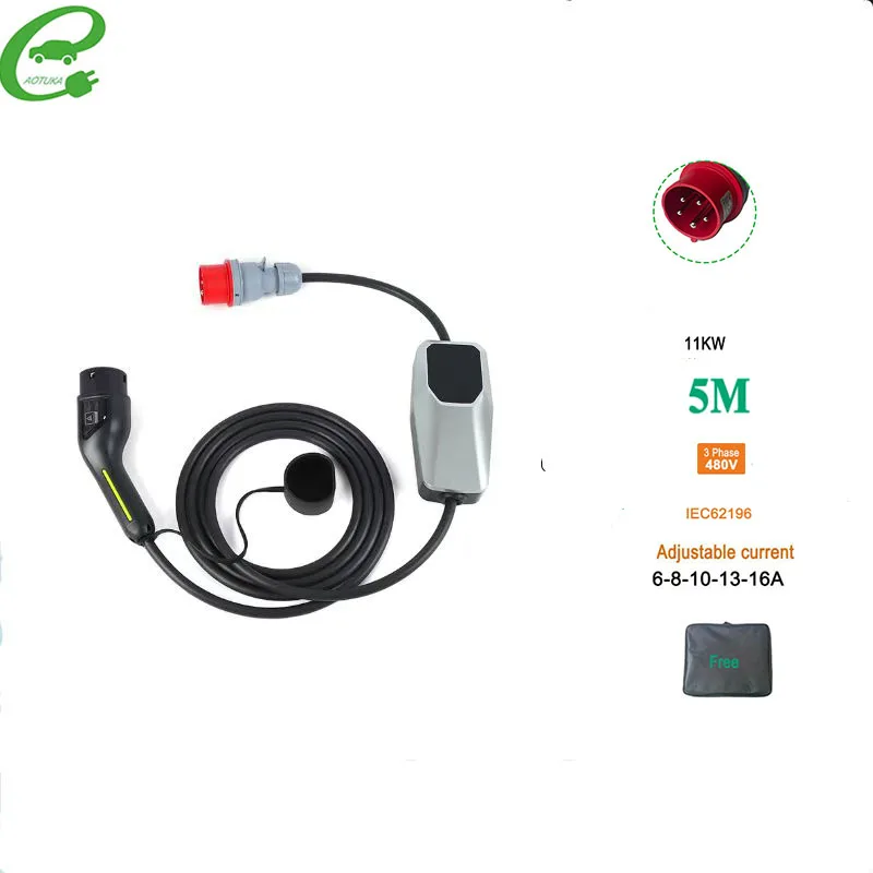 AOTUKA 11KW J1772 16A Charger Type2 EVSE Charging Wallbox Electric Car Charger CEE Plug IEC62196-2 Electric Vehicle Charger