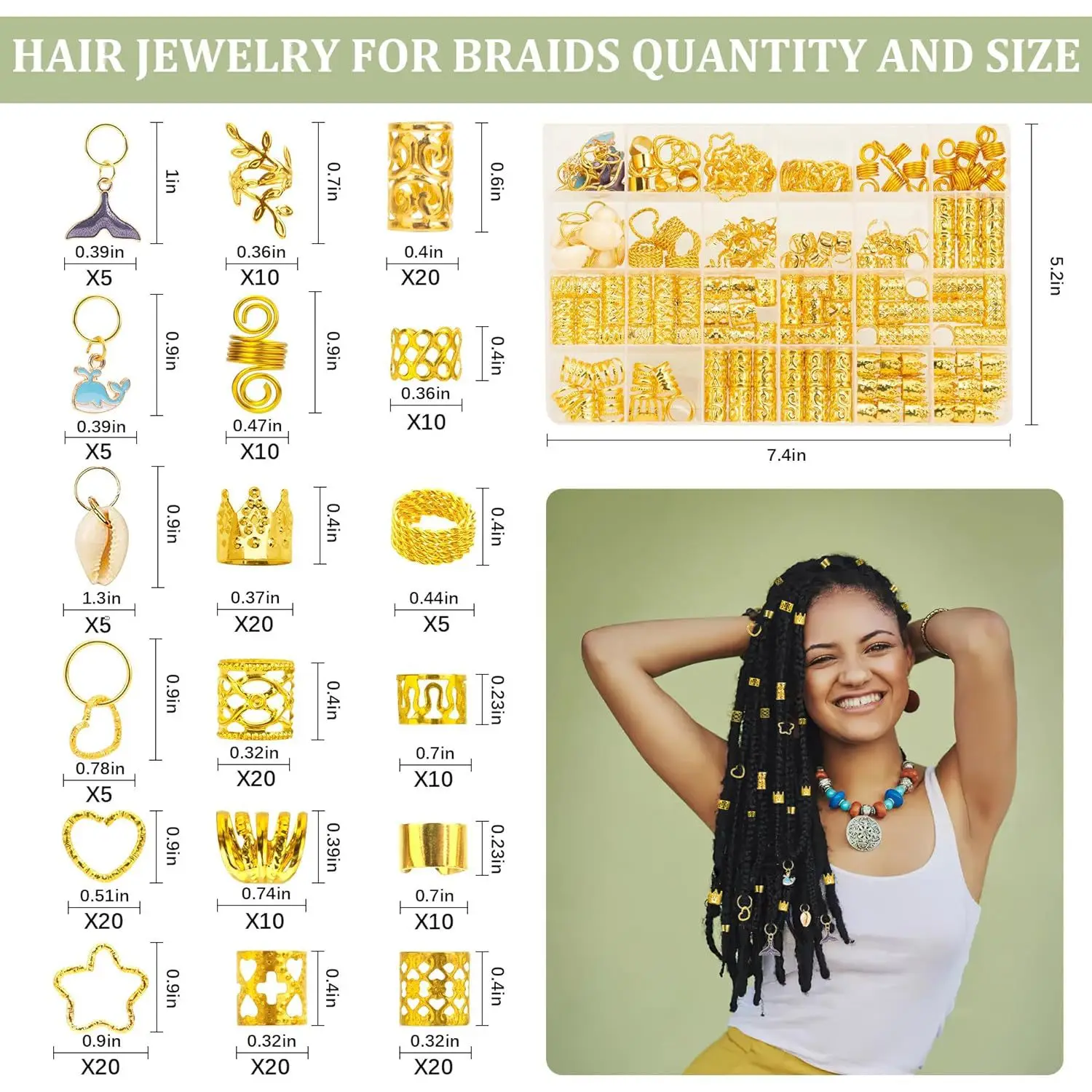 225pcs Golden and Silver Color Dolphin Pendant DIY Hair Rings Sets Dreadlocks Beads for Hair Accessories and Hair Jewelry