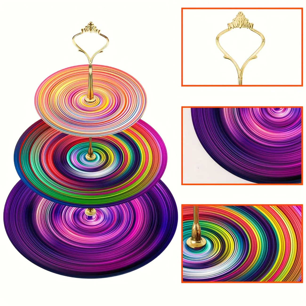 1-piece set of 3-layer wooden record themed cake rack, decorated with sturdy cake tray, detachable dessert display stand