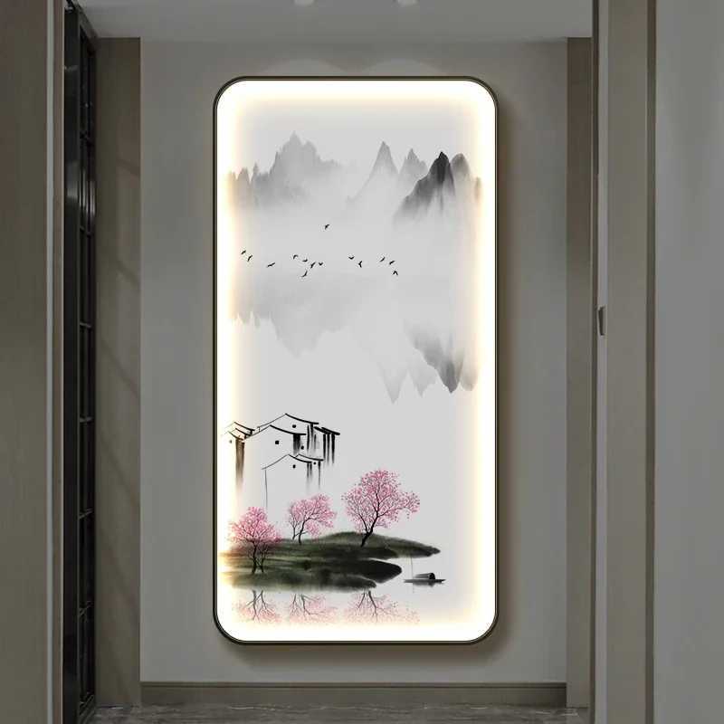 Modern Crystal Porcelain LED Wall Lamps - Exquisite Landscape Mural Lights with Lustre for Corridor, Teahouse & Living Room