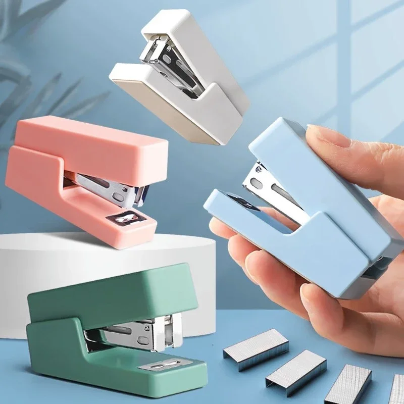 Mini Stapler Set Portable Color Paper Binding Machine Use 24/6 26/6 Staples Fashion Stationery Office Supplies