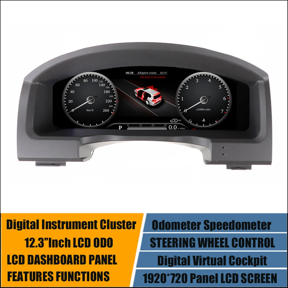 

12.3''LCD Car Digital Instrument Gauge Cluster For Toyota Land Cruiser LC200 200 2008-2019 Dashboard Panel Speedometer Odometer