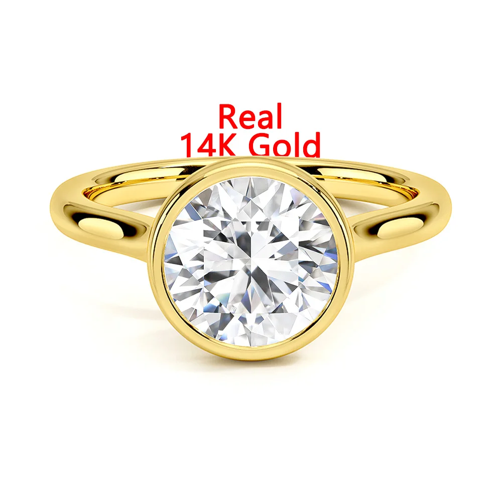 14K Gold Hollow Jewelry Ring Moissanite Diamond 1 Carat 2 Carat Engagement Wedding Gift Woman Ring