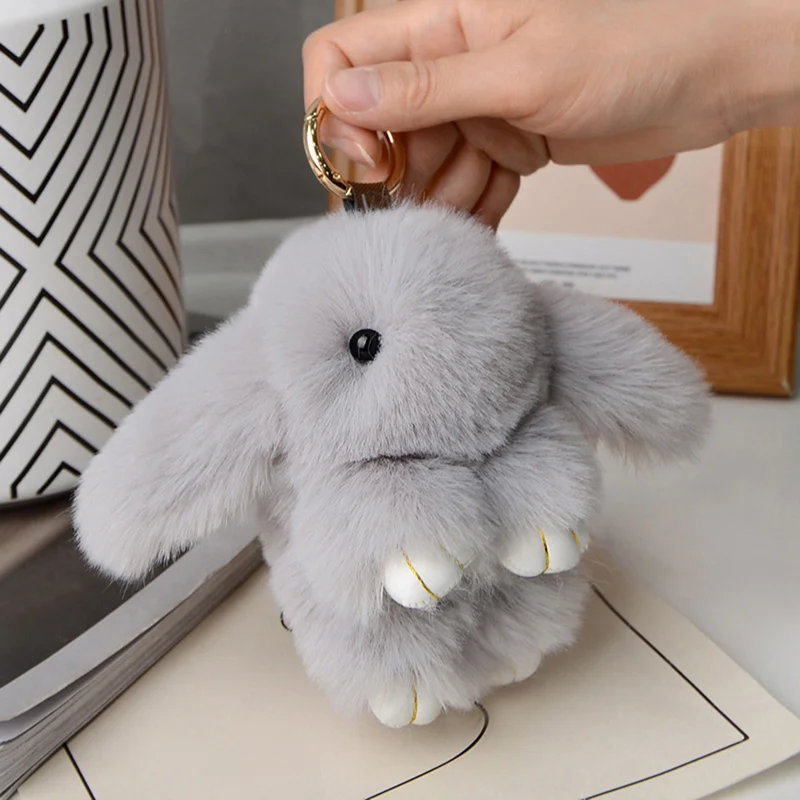 

15cm Gifts Rabbit Fur Keychain Women Bag Car Key chain Pendant Decoration Jewelry Bags Hangings Accessories