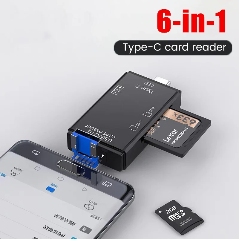 USB 3.0 Card Reader 6 in 1 OTG Multifunction Type C Micro TF SD USB Card Reader Adapter Computer Laptops Tablet Phone Accessory