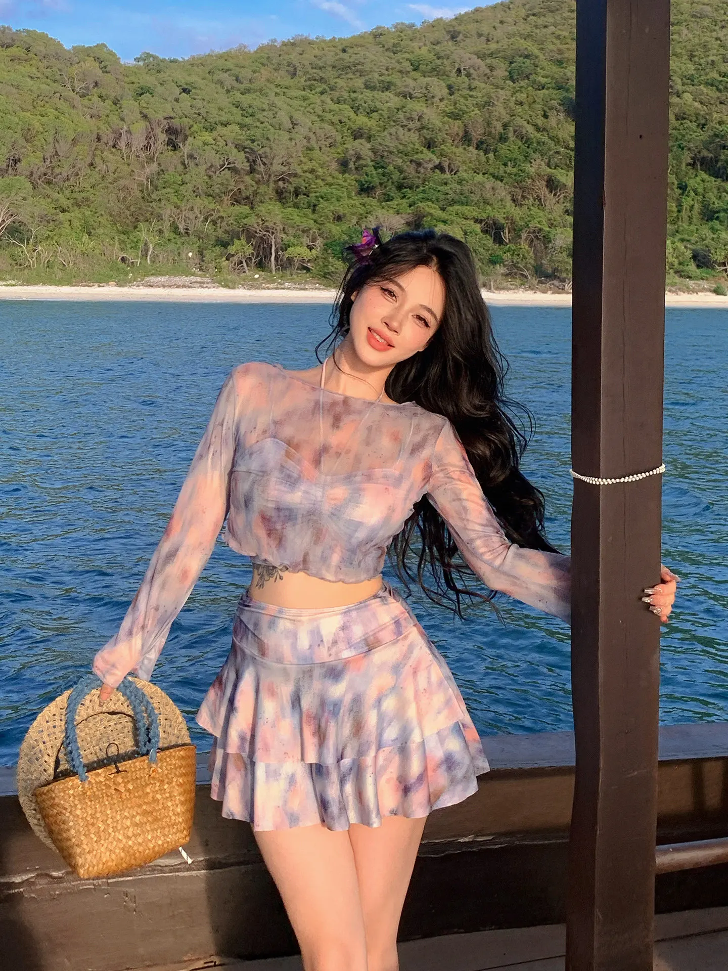 2026 New Plus Size 6XL Swimsuit Women's Skirt Sle Sweet Cute Student Girl Holiday Hot Spring Swimming Costume