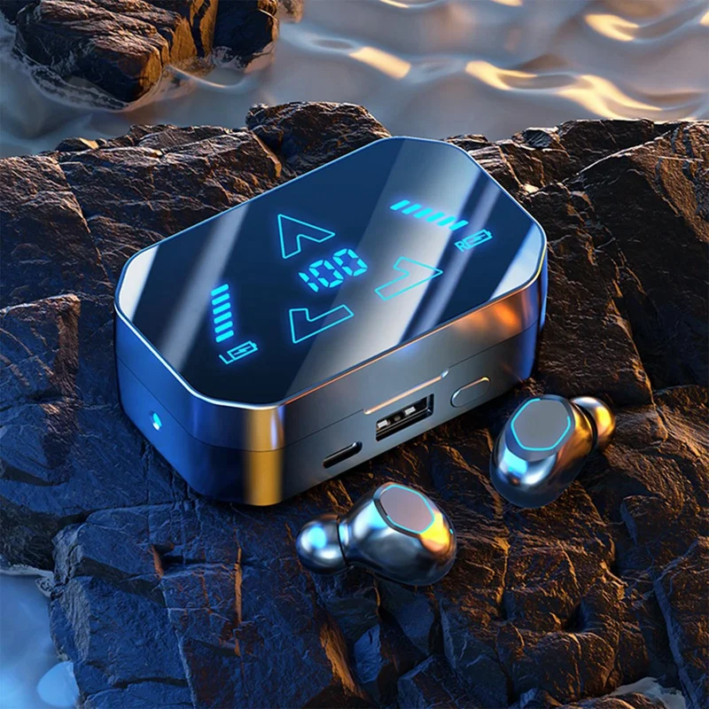 سماعات رأس رقمية لاسلكية مع حقيبة شحن ، إلغاء الضوضاء ، ميكروفون مدمج ، IPX4 مقاوم للماء متين ، بلوتوث