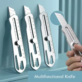 ユーティリティナイフ нож 칼 多機能カッター Canivete 18 ミリメートルステンレス鋼格納式ヘビーデューティポケットナイフ 10 センチメートル定規