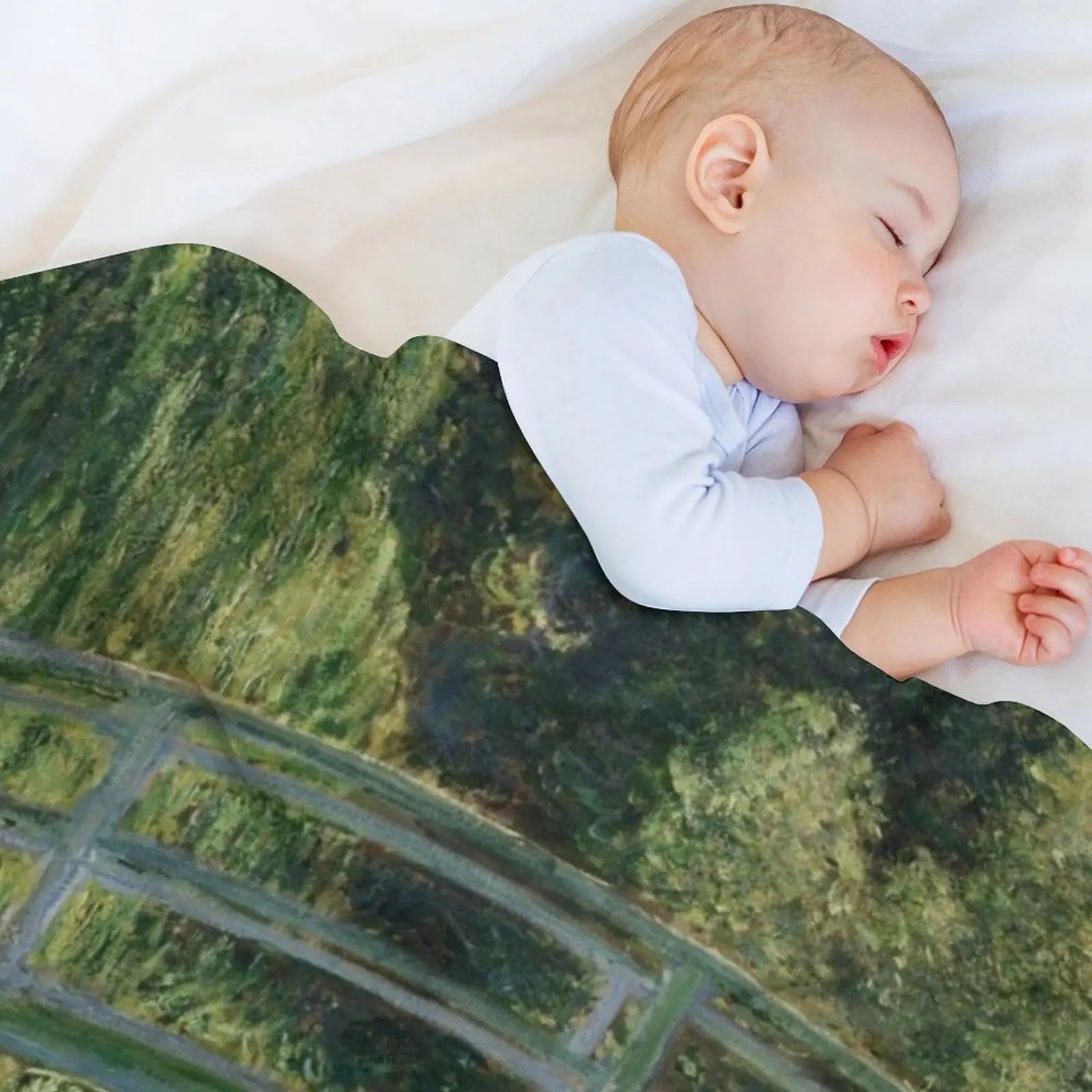 بطانية رمي جسر مونيه اليابانية، سرير مزخرف، أريكة مريحة، بطانيات من الفلانيل