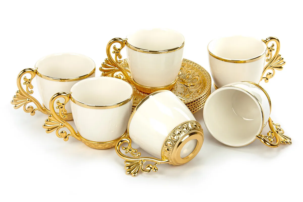 IQRAH Lal 6 Cup Coffee Set-Gold