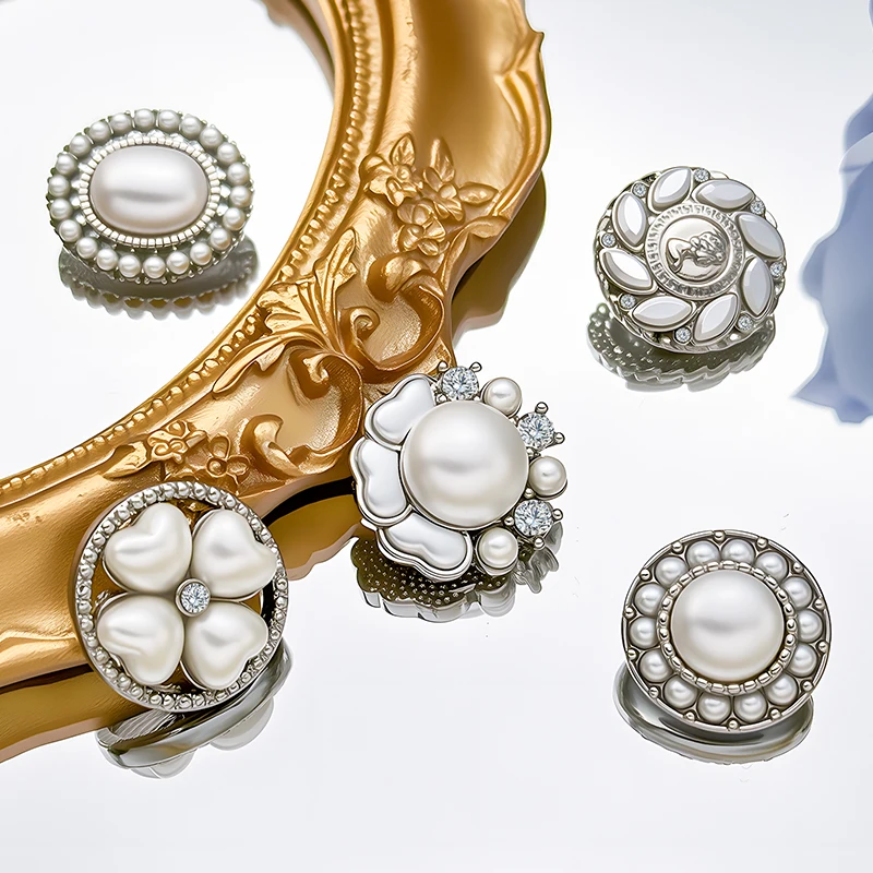 Women's Sweater Coat Large Pearl Button for Shirt Fashionable Outerwear Round Button Jacket Metal Accessories Sewing Supply