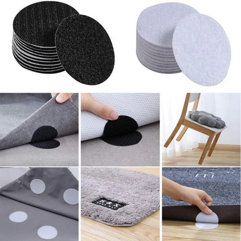 15Pairs Traceless Double-sided Self-adhesive Hook And Loop Fixed Sticker Sofa Sheet Carpet Tablecloth Anti Slip Mat