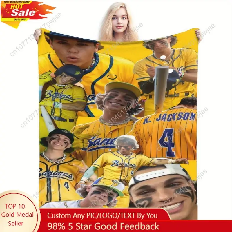

Kyle Jackson Baseball-Themed Flannel Blanket - Soft All-Season Throw with Player Action Graphics Lightweight for Custom Blankets