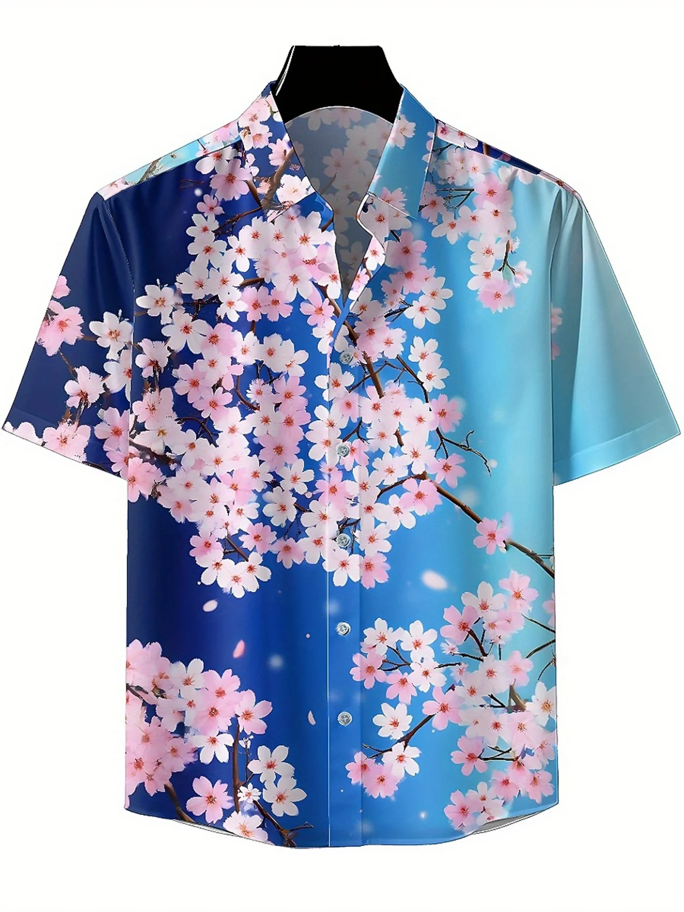 Men's Plus Size Hawaiian Shirts Cherry Blossoms Pattern, Unisex Aloha Shirts,New in Summer Tops Tee,streetwear