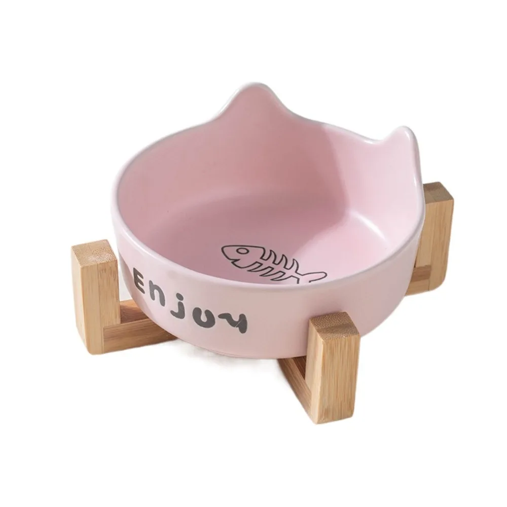 

Ceramic Pet Bowl Prevent Tipping Single/Double Bowl Cat High Foot Bowl with Rack Large Capacity Pet Drinking Feeder